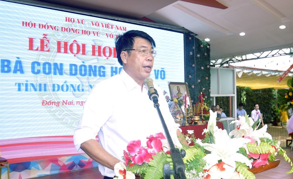 Tổng Giám đốc Vũ Văn Trường phát biểu tại lễ gặp mặt dòng họ Vũ-Võ tỉnh Đồng Nai lần thứ 4